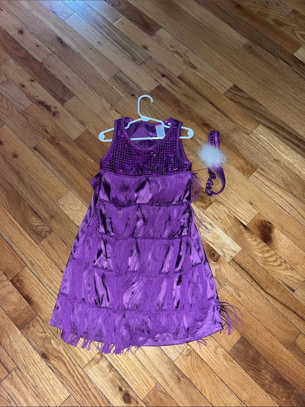 Gymboree Purple Sequin Fringe Dress with Pom Headband